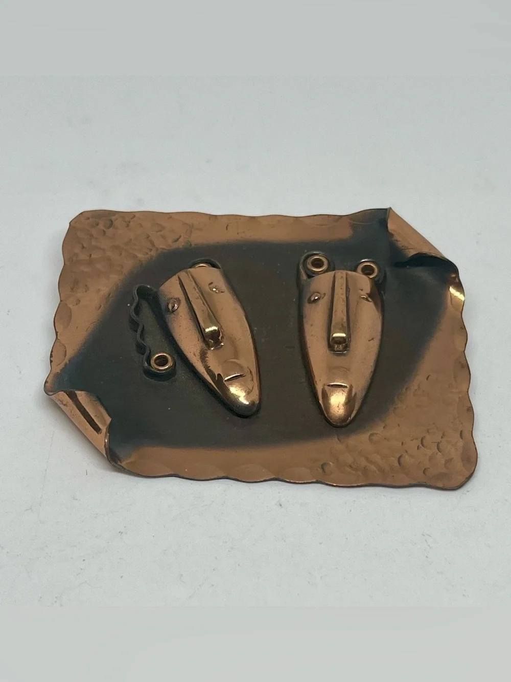 Vintage Modernist Rebajes Copper Brooch